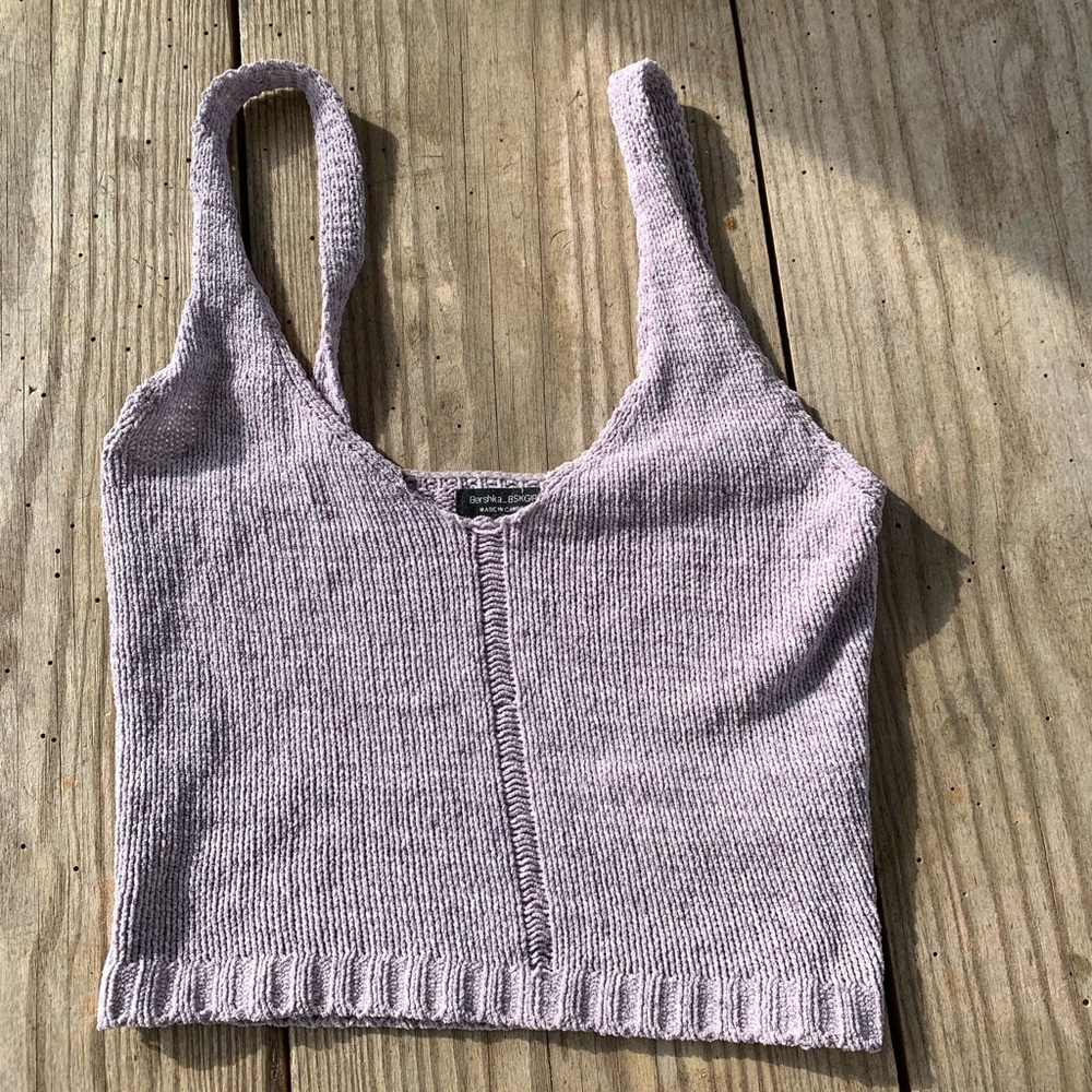 Bershka lilac woven crop top
